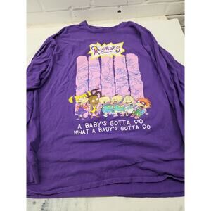 Nickelodeon Rugrats Shirt Men's XL Purple Reptar Long Sleeve Retro Cartoon